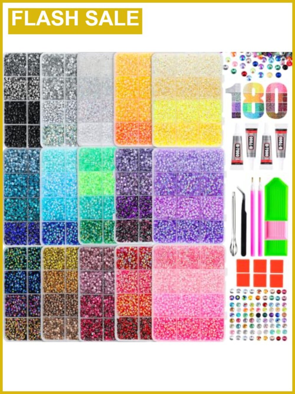 135,000 3mm Resin Rhinestones Bedazzling Kit with Glue & Tools